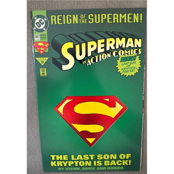 Action Comics #687 (1993, DC) Reign of the Supermen! Die-Cut Cover