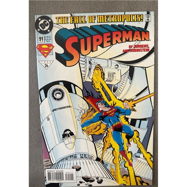 Superman #91 (DC, 1994) The Fall of Metropolis! Direct Sales Comic