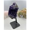 Image 4 : 7.5 X 3 INCH  HIGH GRADE URUGYAN UNIQUE AMETHYST CLUSTER ON METAL STAND