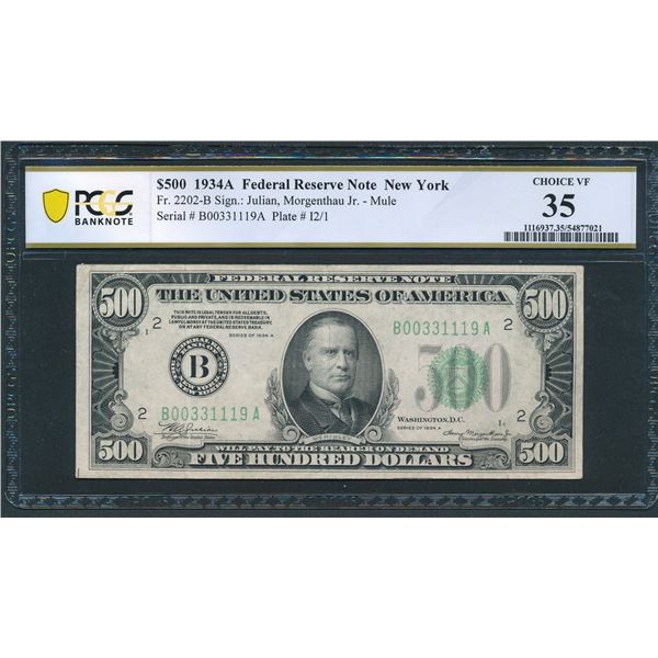 1934A $500 New York FRN PCGS 35