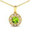 Image 1 : 14KT Yellow Gold 1.85ctw Peridot and Diamond Pendant