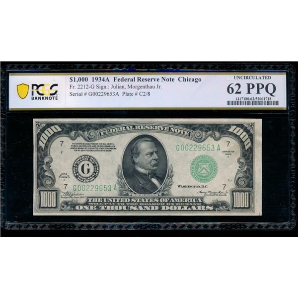 1934A $1000 Chicago FRN PCGS 62PPQ
