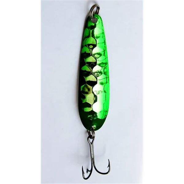 Great Lakes Spoons Silver/Trolling Series  Green Monkey Puke 3-1/4"