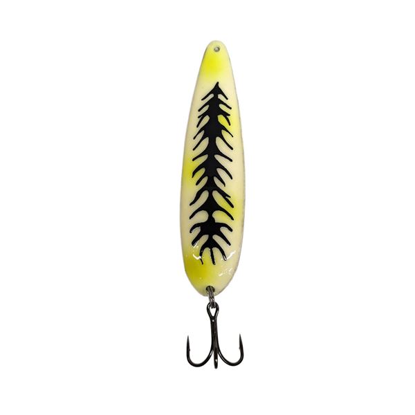 TNT Premium Dyna Glow Spoons Old Skool Hookster Chartreuse Polka 4" Standard Spoon + Torpedo Treble