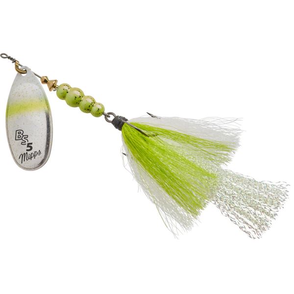 Mepps Bronze Slammer In-Line Spinner #5, 1/2oz Silver Chartreuse