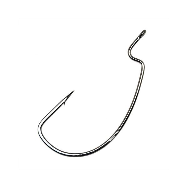 Gamakatsu Deep Throat Extra Wide Gap Worm Hook, Size 3/0 Needle Point, Offset, Ringed Eye, NS Black,