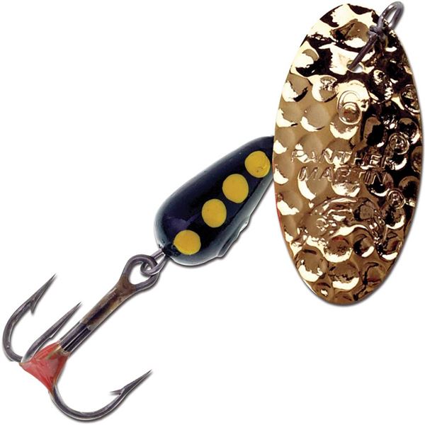 Panther Martin Spinner Hammered Gold Spinner/Black w/ Yellow Dots Size 2 (1/16oz)