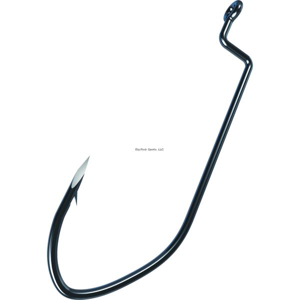Eagle Claw TK105-4/0 Trokar Big Nasty Offset Worm Hook, Size 4/0 Forged, Ringed Eye, Black Chrome, 4