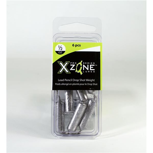 X Zone Lead Pencil Drop Shot Weight  1/2 oz