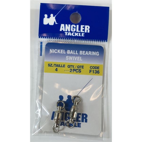 Angler Tackle Nickel Ball Bearing Swivel Size 4 (2 Pack)