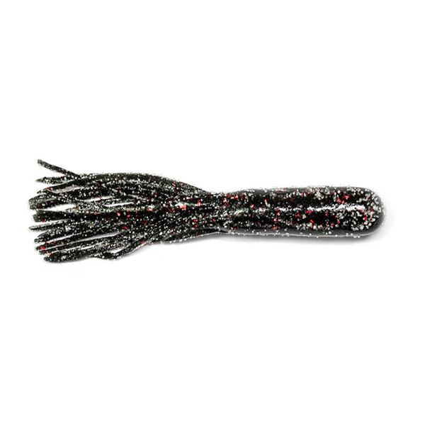 Lunkerhunt Spicy Tubes Black Red Fleck 4"