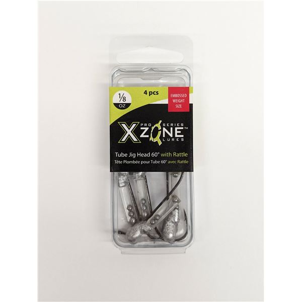 X Zone Lures Pro Series Tube Jig Head 60 Degree w/ Rattle 1/8oz