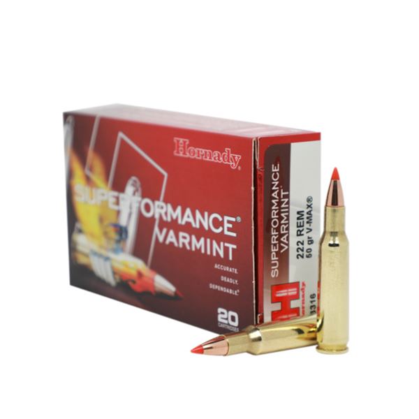 Hornady Superformance Varmint 222 Rem 50 Grain V-Max (20 Rounds)