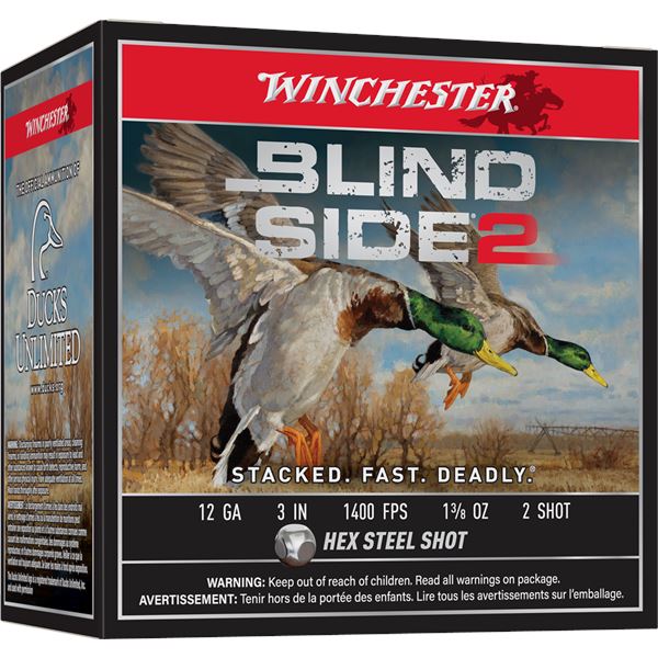 Winchester Blindside 2 12 Gauge 3" 1 3/8oz #2 Steel (25 Rounds)