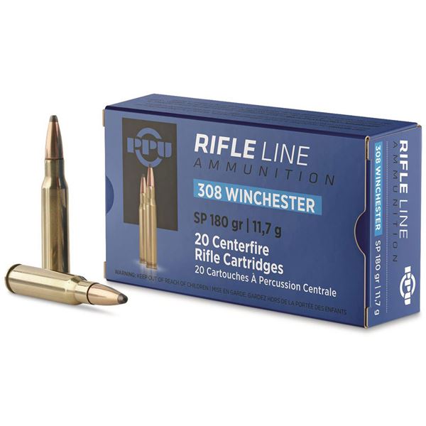 PPU Rifle Line 308 Win 180 Grain SP (20 Cartridges)