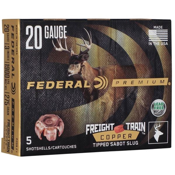 Federal 20ga 3" 275gr Freight Train Copper Sabot Slug (5 Rounds)