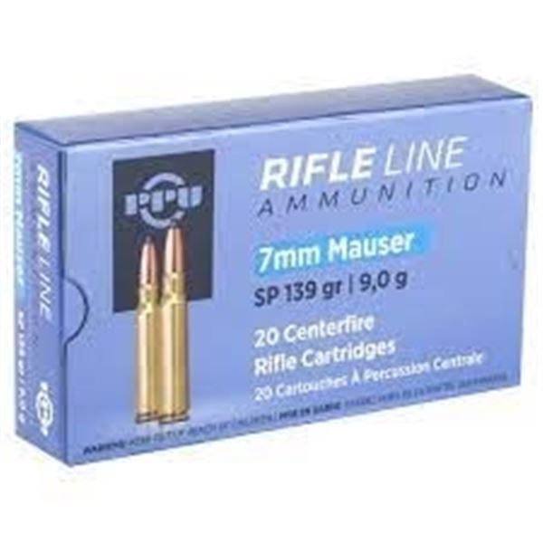 PPU Rifle Line 7mm Mauser 139 Grain SP (20 Rounds)