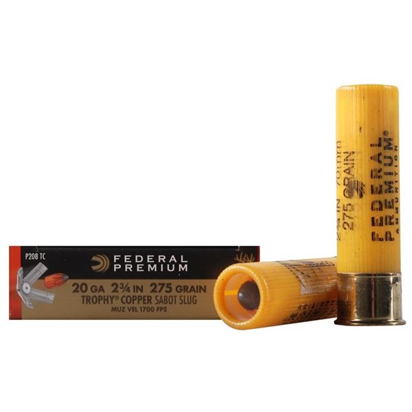 Federal Premium Vital-Shok 20 Gauge Trophy Copper Sabot Slugs  275 Grain 2-3/4" (5 Rounds)