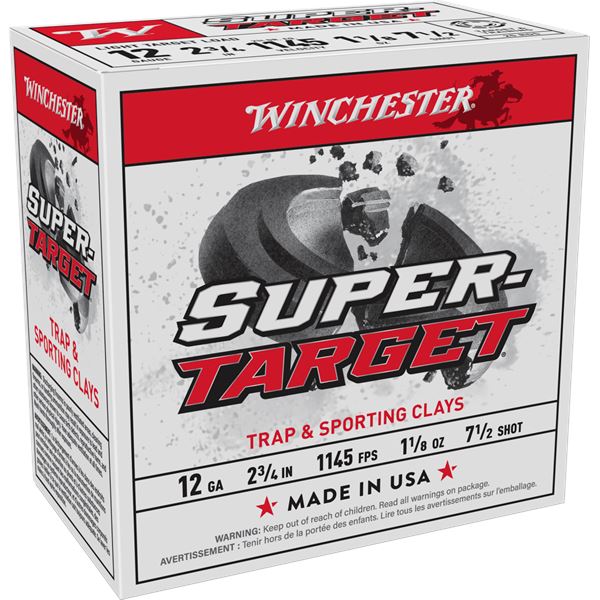 Winchester Super-Target Light Target Loads 12 Gauge 2 3/4" Shot #7.5  (25 Rounds)