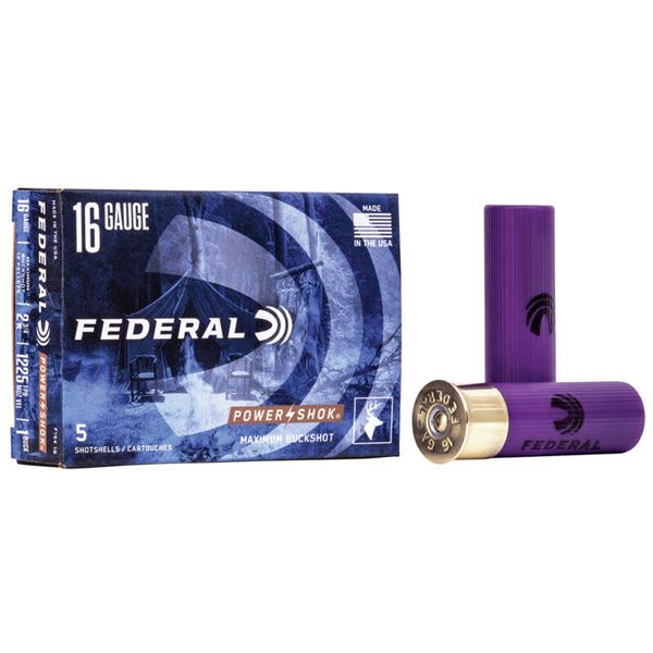 Federal Power-Shok Buckshot Maximum 16 Gauge 2 3/4" Shot #1 Buck (5 Rounds)