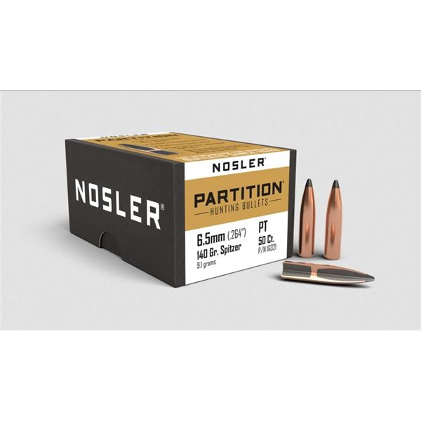 Nosler Partition 6.5mm Cal (.264") 140 Grain Spitzer 50 Count
