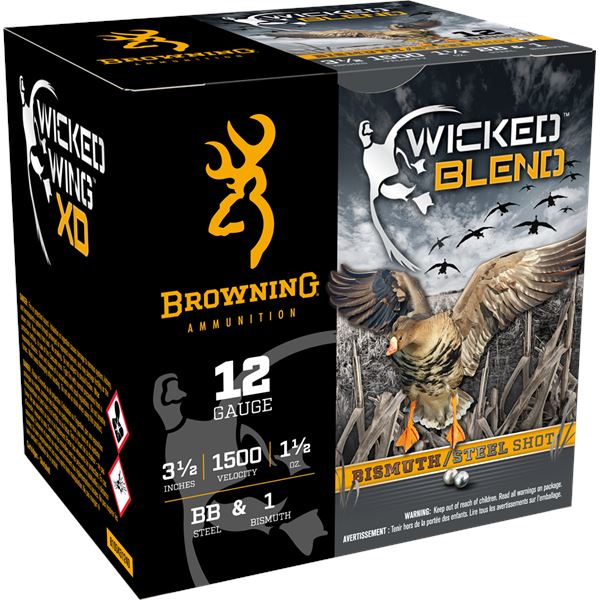 Browning Wicked Blend 12 Gauge 3.5" 1.5 oz #BB & #1 Steel Bismuth (25 Rounds)