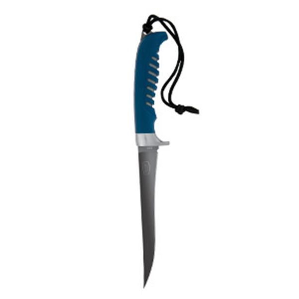 Buck Knives 225 Silver Creek Large 9" Fillet Knife Blue Rubber Handle Titanium Coating Sheath