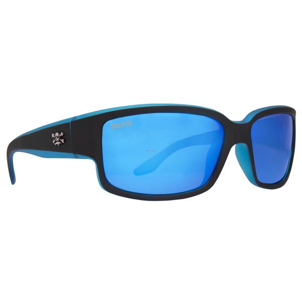 Calcutta Blackjack Polarized Sunglasses Matte Black/Blue Back Frame Blue Mirror Lens