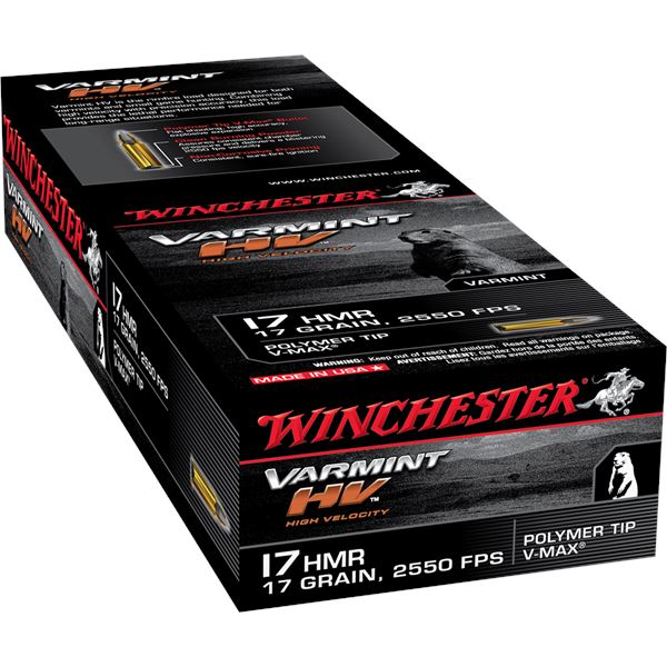 Winchester Varmint HV 17HMR 17 Grain Polymer Tip V-Max (50-Rounds)