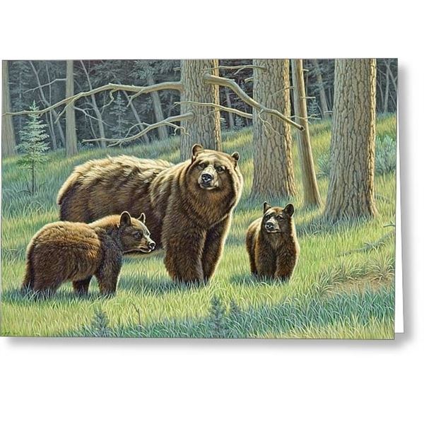 Imagimex Greeting Cards Mother Bear and Cubs