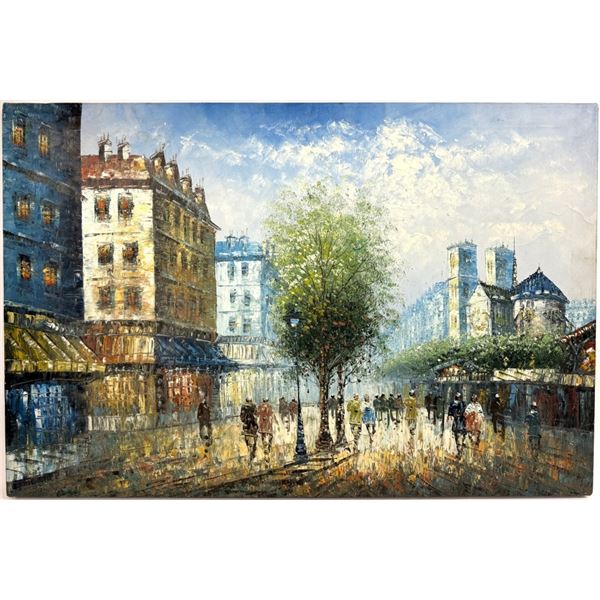 Impressionist Parisian Cityscape Oil on Canvas