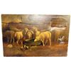 Image 1 : Antique Oil on Canvas Barnyard Scene