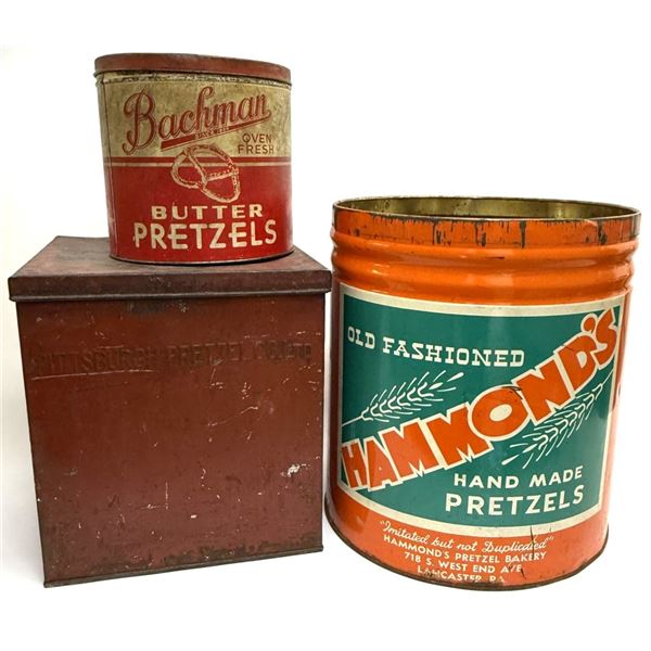 Vintage Pretzel Advertising Snack Tins