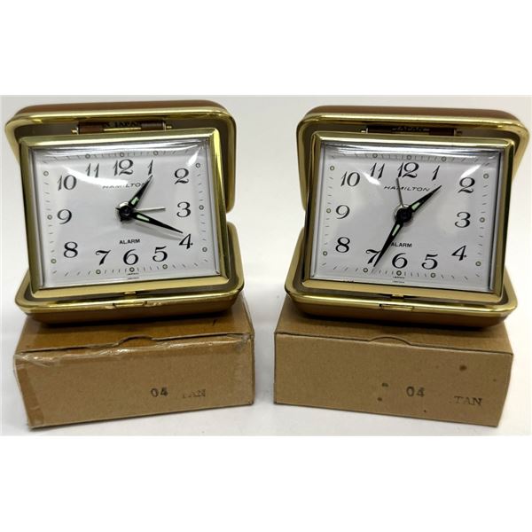 Pair of Vintage Hamilton Travel Alarm Clocks