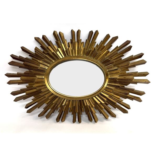 Mid-Century Gold Sunburst Mirror