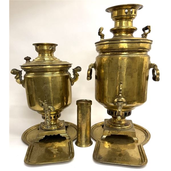 Early 20th C. Imperial Russian Brass Samovars