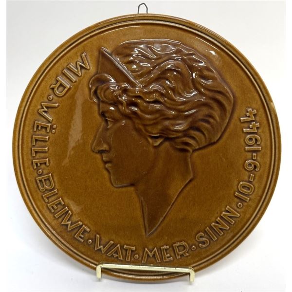 1944 Luxembourg National Motto Ceramic Plaque