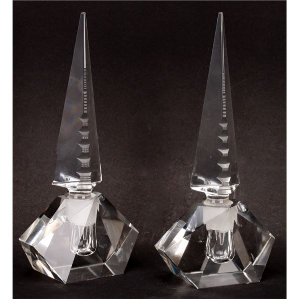 Hoya Crystal Pagoda Stopper Perfume Bottle Pair