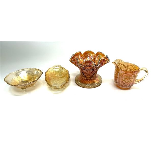 Carnival Glass Marigold Candy Dishes & Creamer