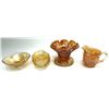 Image 2 : Carnival Glass Marigold Candy Dishes & Creamer