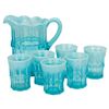 Image 1 : Antique Spooner Opalescent Blue Regal Glass Set