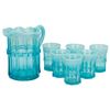 Image 2 : Antique Spooner Opalescent Blue Regal Glass Set