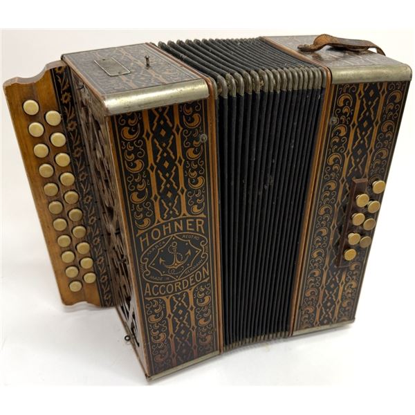 Vintage Hohner Steel Reads Pokerwork Accordion