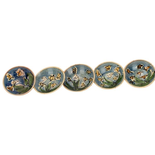 Set of Five Mexican Talavera Pottery Shallow Bowls