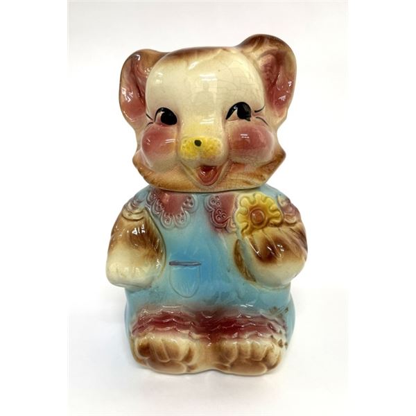1950s Bisque Ceramic Teddy Bear Cookie Jar