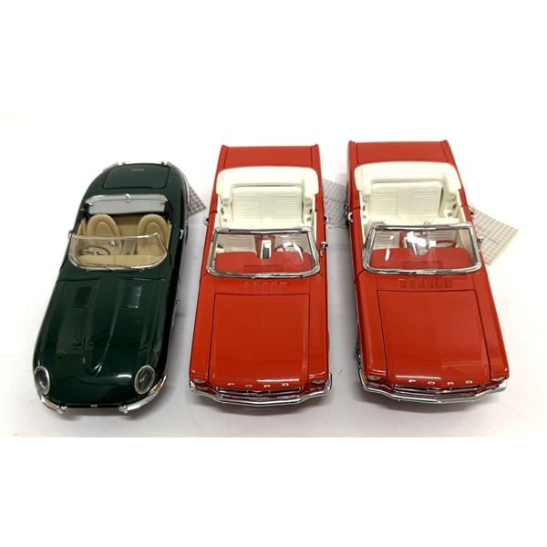 Three Diecast Car Models - Jaguar & Ford Mustang