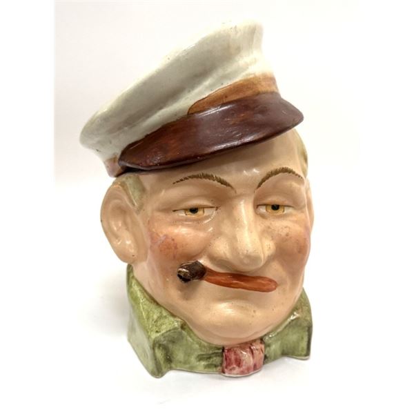 Antique Sea Captain Majolica Tobacco Jar