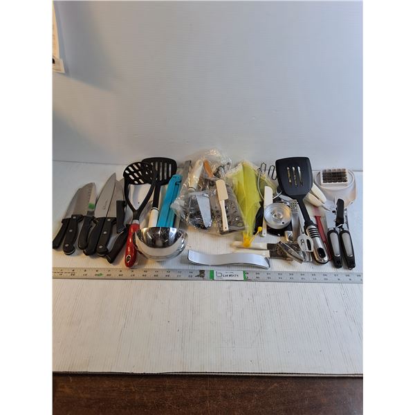 Large Assortment of Kitchen Utensils and Knives