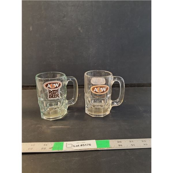 (2) A &W Classic Rootbeer Mugs 5"