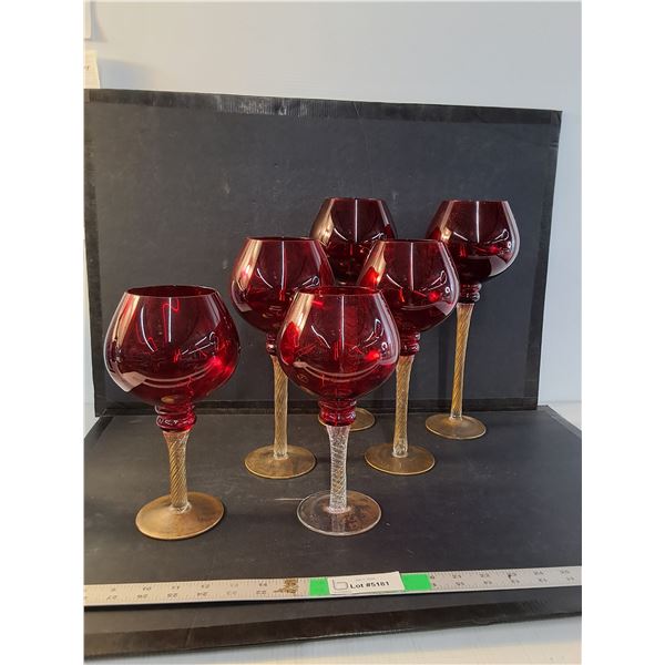 (6) Murano Glass Goblets Up To 14" - Pick Up Preferred